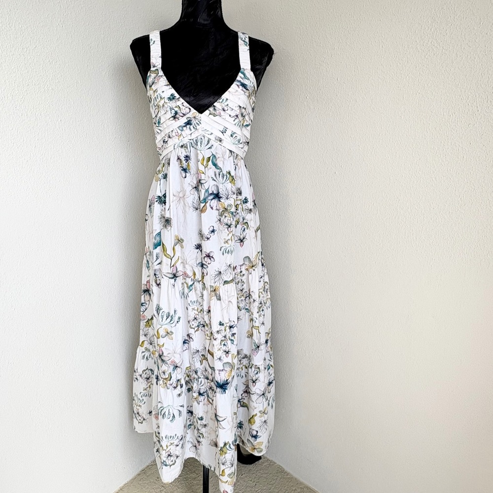 Steve Madden Eliora Floral Tiered 100% Cotton Sundress L White Multi
Cottagecore